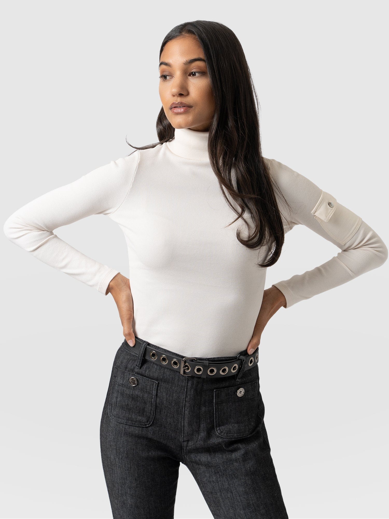 Pocket Turtle Neck Cream - Women's Sweaters | Saint + Sofia® USA